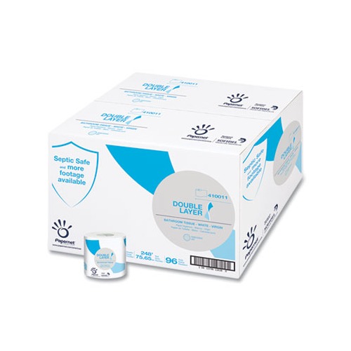 Double Layer Toilet Tissue, Septic Safe, 1-Ply, White, Virgin, 850 Sheets/Roll, 96 Rolls/Carton Double Layer Toilet Tissue, Septic Safe, 1-Ply, White, Virgin, 850 Sheets/Roll, 96 Rolls/Carton