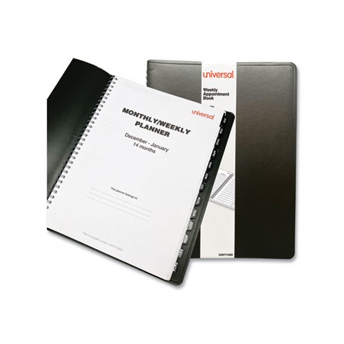 Weekly Planner, 11 x 8, Black Cover, 14-Month, Dec 2023 to Jan 2025