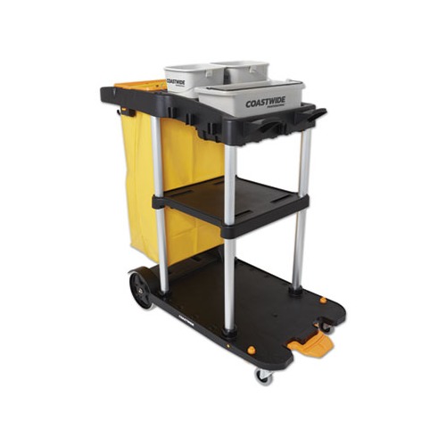  Janitorial cart Housekeeping cart Cleaning Cart on Wheels  Housekeeping Caddy with Shelves Broom mop Holder : Industrial & Scientific