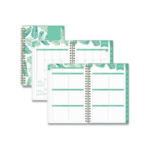 Day Designer Palms Weekly/Monthly Planner, Palms Artwork, 8 x 5,  Green/White Cover, 12-Month (Jan to Dec): 2024