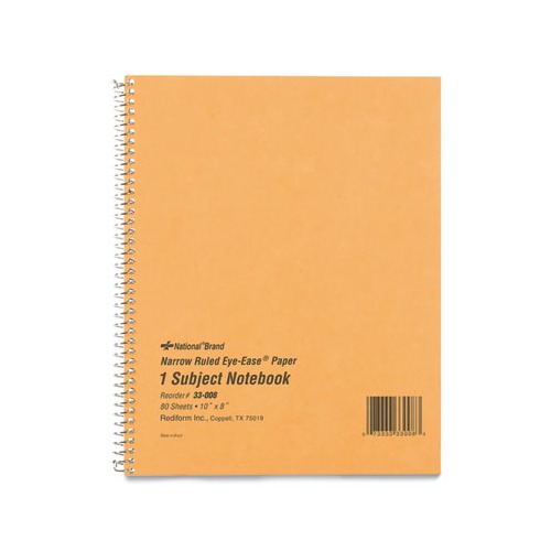 National SingleSubject Wirebound Notebooks RED33008