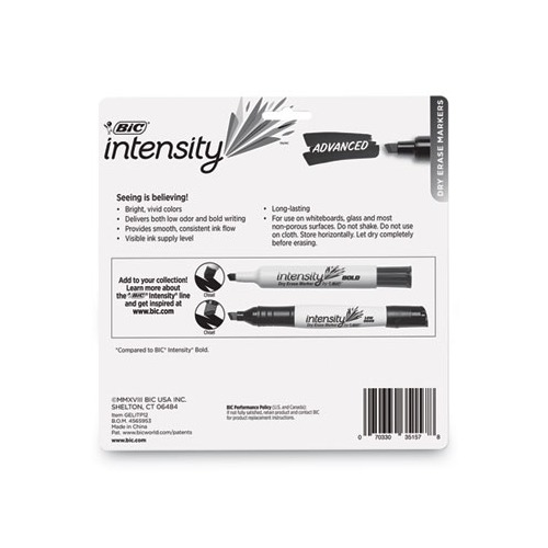 Bic Intensity Dry Erase Markers, Assorted, Advanced, Fine Bullet Tip - 4 markers