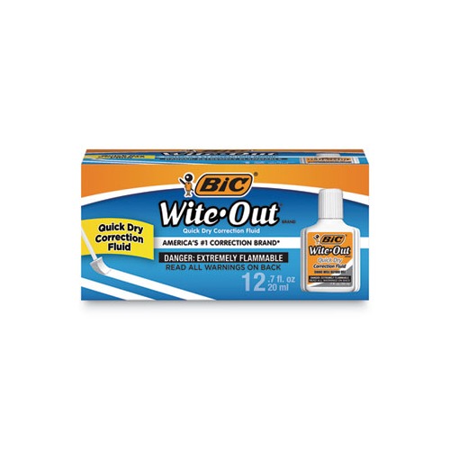 BIC Wite-Out Quick Dry Correction Fluid - BICWOFQD12WE 