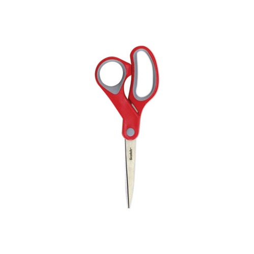 Scotch 7 Precision Scissors, Stainless Steel, Grey and Red, Comfort Grip 