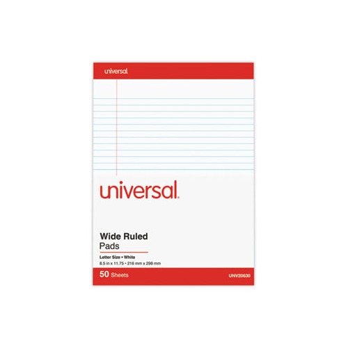 Universal Legal Pad - 8.5" X 11.75" Perforated Paper Pad, 50 Sheets, Red Margin Rule, Sturdy Back - View #5