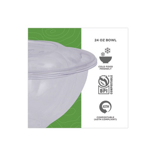 Renewable and Compostable Salad Bowls with Lids by Eco-Products® ECOEPSB24