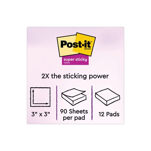 Post-it Sheet Super Sticky Note and Dispenser Value Pack, 3 x 3 Inches, 90-Sheet