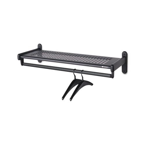 Metal Wall Shelf Rack, Powder Coated Textured Steel, 36w x 14.5d x 6h, Black Metal Wall Shelf Rack, Powder Coated Textured Steel, 36w x 14.5d x 6h, Black