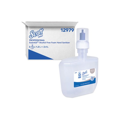 Essential Alcohol-Free Foam Hand Sanitizer, 1,200 mL, Unscented, 2/Carton