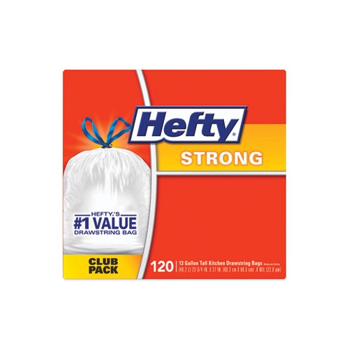 Hefty Strong Tall Kitchen Bags, Drawstring, Strong, 13 Gallon, Club Pack - 120 bags