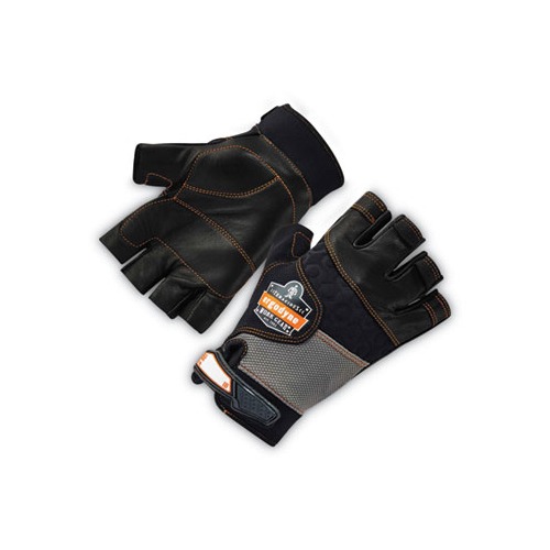 ProFlex 901 Half-Finger Leather Impact Gloves, Black, Large, Pair, Ships in 1-3 Business Days