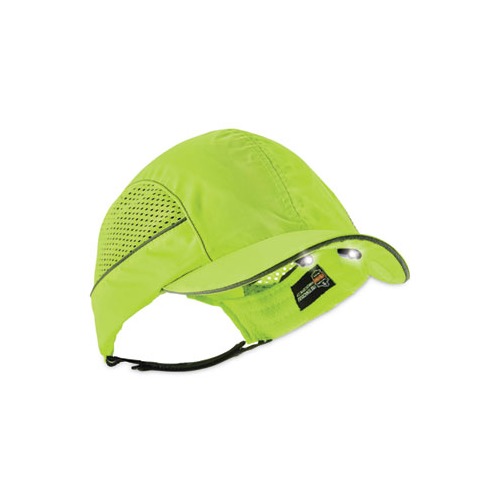 Skullerz 8960 Bump Cap with LED Lighting, Short Brim, Black, Ships in 1-3 Business Days