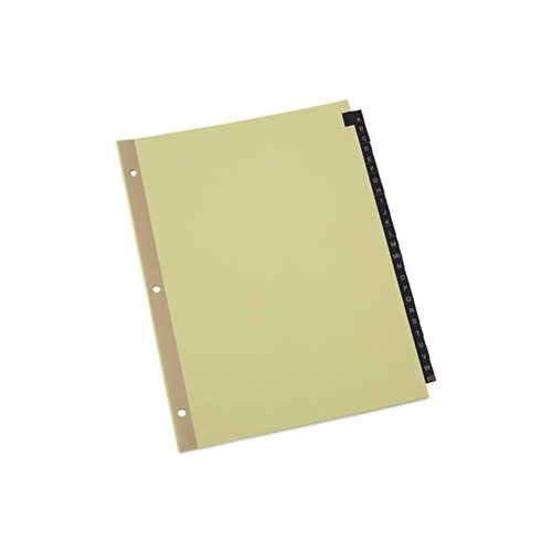 Deluxe Preprinted Simulated Leather Tab Dividers with Gold Printing, 25-Tab, A to Z, 11 x 8.5, Buff, 1 Set