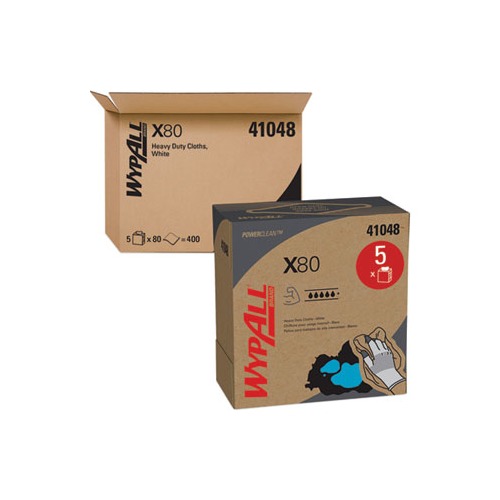 X80 Cloths, HYDROKNIT, POP-UP Box, 8.34 x 16.8, White, 80/Box, 5 Boxes/Carton