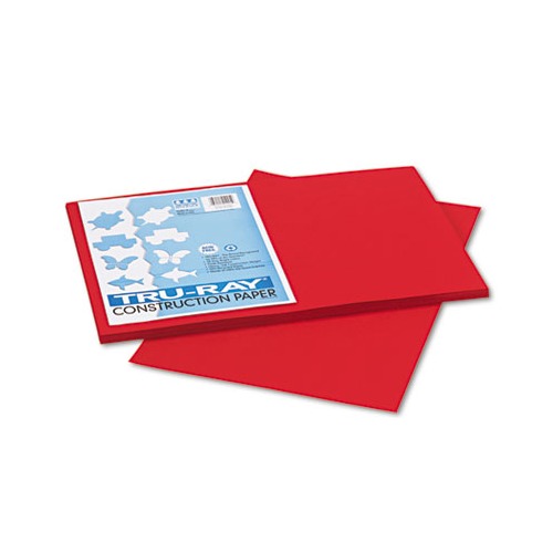 Tru-Ray Construction Paper, 76 lbs., 12 x 18, Holiday Red, 50