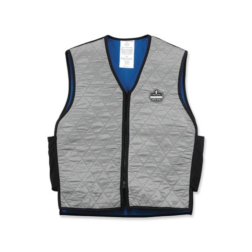 Chill-Its 6665 Embedded Polymer Cooling Vest with Zipper, Nylon/Polymer, Medium, Gray, Ships in 1-3 Business Days