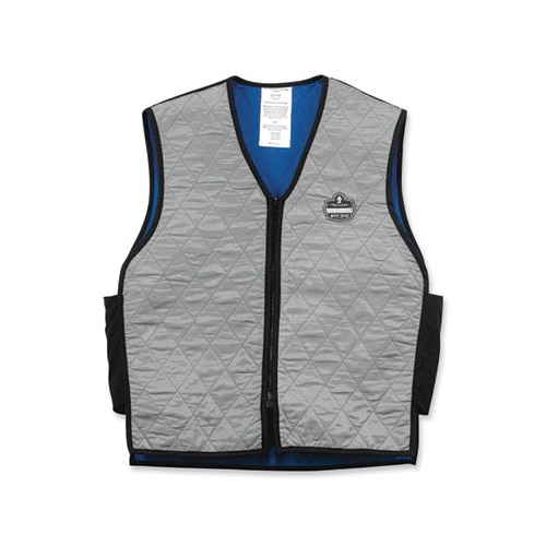 Chill-Its 6665 Embedded Polymer Cooling Vest with Zipper, Nylon/Polymer, 3X-Large, Gray, Ships in 1-3 Business Days