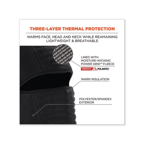 N-Ferno 6955 Insulated 3-Layer Balaclava Face Mask, Polartec FR Pwr Grid Fleece/Poly-Spandex,Black,Ships in 1-3 Business Days