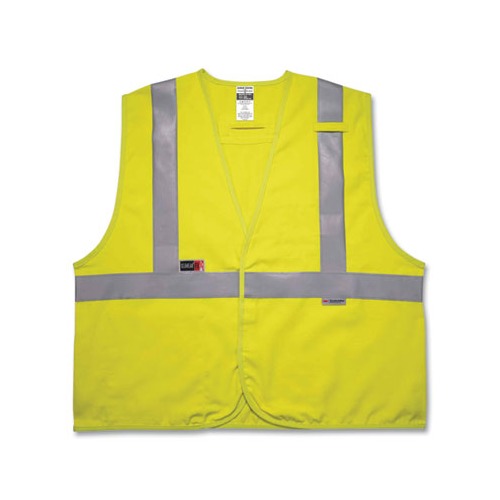 GloWear 8261FRHL Class 2 Dual Compliant FR Hook and Loop Safety Vest, 2X-Large/3X-Large, Lime, Ships in 1-3 Business Days