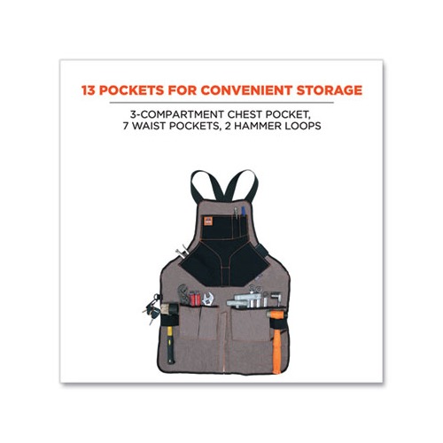 Arsenal 5705 Extended Length Canvas Tool Apron, 13 Compartments, 25.5 x 34, Canvas, Gray, Ships in 1-3 Business Days Arsenal 5705 Extended Length Canvas Tool Apron, 13 Compartments, 25.5 x 34, Canvas, Gray, Ships in 1-3 Business Days