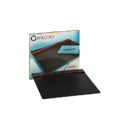 Rolodex Mahogany Wood And Black Faux Leather Desk Pad Rol81769