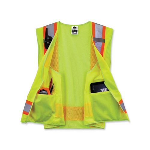 GloWear 8248Z Class 2 Two-Tone Surveyors Zipper Vest, Polyester, 2X-Large/3X-Large, Orange, Ships in 1-3 Business Days