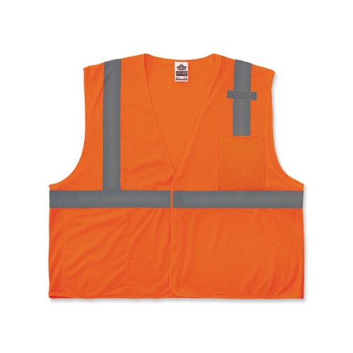 GloWear 8210HL-S Single Size Class 2 Economy Mesh Vest, Polyester, 4X-Large, Orange, Ships in 1-3 Business Days
