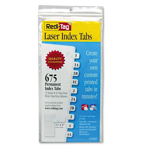 Redi-tag Laser Printable Index Tabs - RTG39000 - Shoplet.com