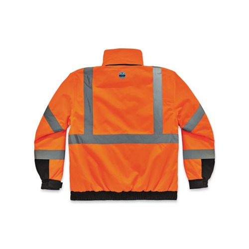 GloWear 8381 Class 3 Hi-Vis 4-in-1 Quilted Bomber Jacket, Orange, Large, Ships in 1-3 Business Days