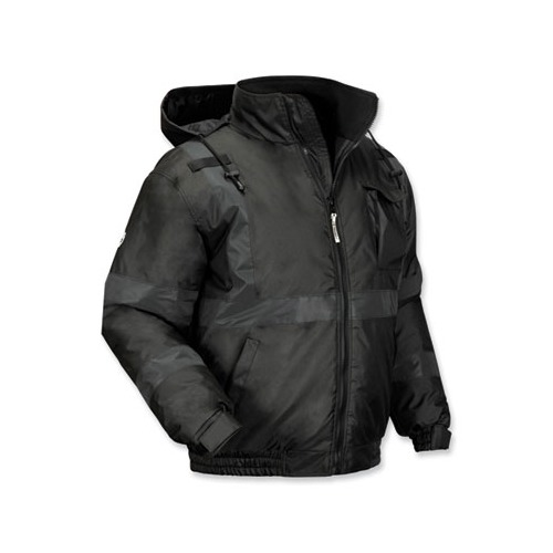 GloWear 8377EV Non-Certified Hi-Vis Quilted Bomber Jacket, Black, Large, Ships in 1-3 Business Days