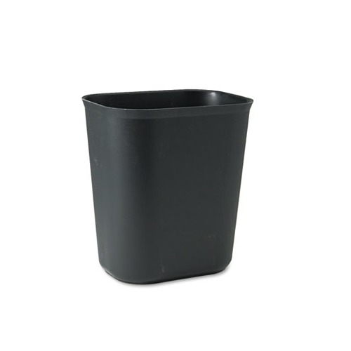 Deskside Plastic Wastebasket, Rectangular, 7 gal, Black, Short