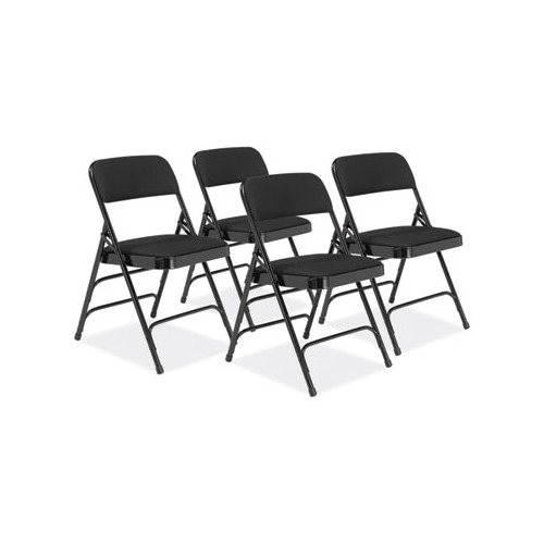2300 Series Fabric Upholstered Triple Brace Premium Folding Chair, Supports 500lb, Midnight Black, 4/CT,Ships in 1-3 Bus Days