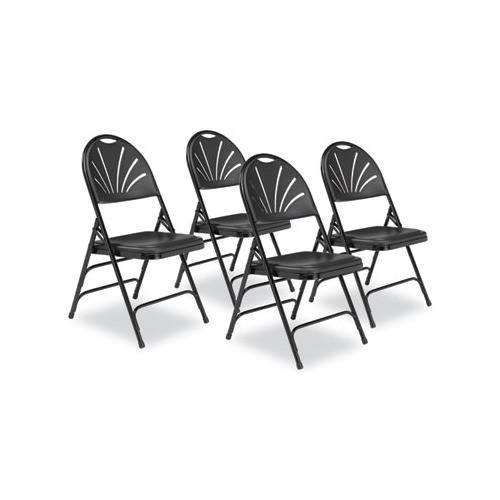 1100 Series Fan-Back Tri-Brace Dual Hinge Folding Chair, Supports 500 lb, 17.75
