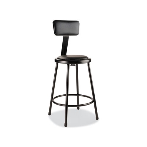 6400 Series Heavy Duty Vinyl Padded Stool w/Backrest, Supports 300 lb, 18