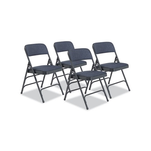 2300 Series Deluxe Fabric Upholstered Triple Brace Folding Chair, Supports 500 lb, Imperial Blue, 4/CT, Ships in 1-3 Bus Days