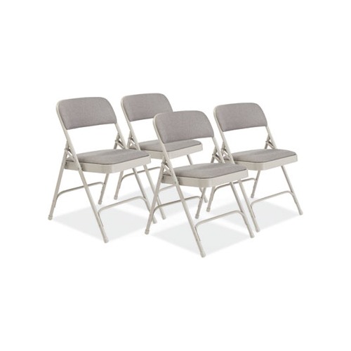 2200 Series Fabric Dual-Hinge Premium Folding Chair, Supports 500lb,Greystone Seat/Back,Gray Base,4/CT, Ships in 1-3 Bus Days