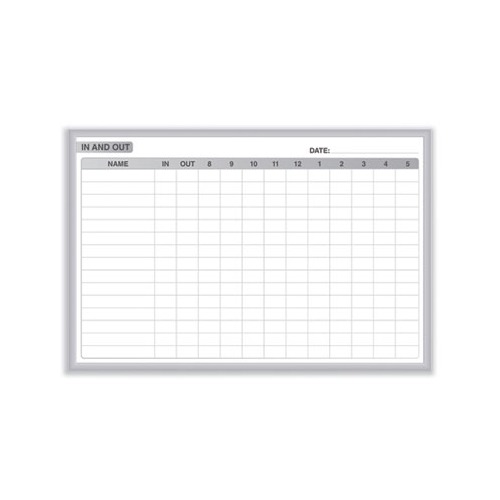 In/Out Magnetic Whiteboard, 96.5 x 48.5, White/Gray Surface, Satin Aluminum Frame, Ships in 7-10 Business Days