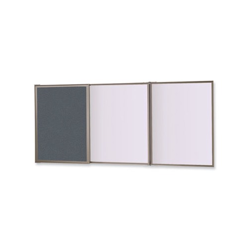 VisuALL PC Whiteboard Cabinet, Gray Fabric Bulletin Board Exterior Doors, 36x24, Aluminum Frame, Ships in 7-10 Business Days