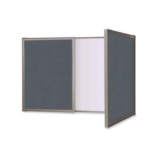 VisuALL PC Whiteboard Cabinet, Gray Fabric Bulletin Board Exterior Doors, 36x24, Aluminum Frame, Ships in 7-10 Business Days