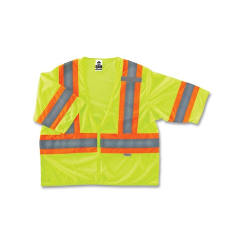 GloWear 8330Z Class 3 Two-Tone Zipper Vest, Polyester, Small/Medium, Orange, Ships in 1-3 Business Days