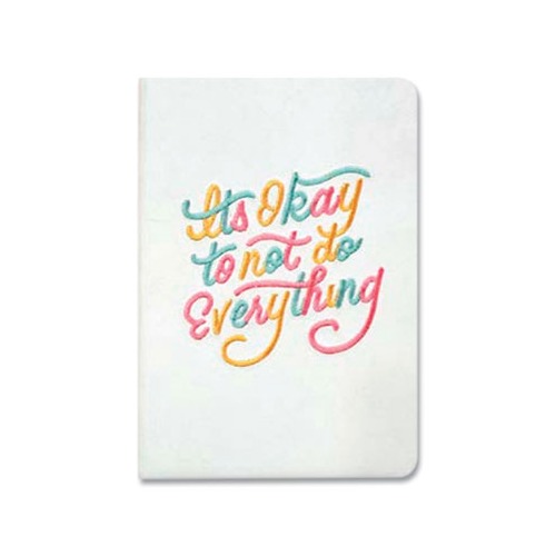 Embroidered Vegan-Suede Layflat Hardbound Journal, Medium/College Rule, White Cover, (144) Sheets