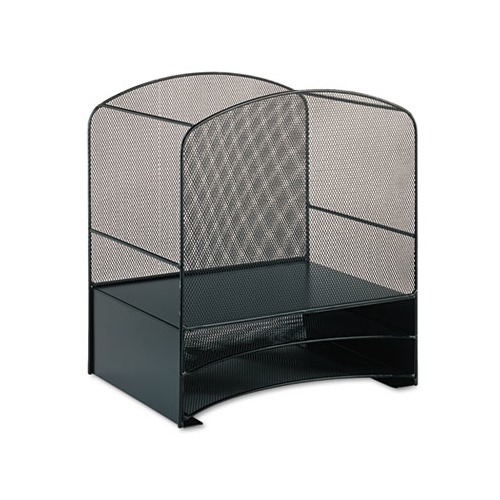 Onyx Mesh Desktop Hanging File With Two Horizontal Trays, 3 Sections, Letter Size, 10.75 Onyx Mesh Desktop Hanging File With Two Horizontal Trays, 3 Sections, Letter Size, 10.75