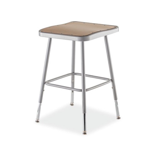 6300 Series Height Adj HD Square Seat Stool, Backless, Supports 500 lb, 18