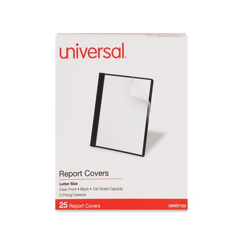 Universal Clear Front Report Cover Tang Fasteners Letter Size Assorted Colors 25 Box