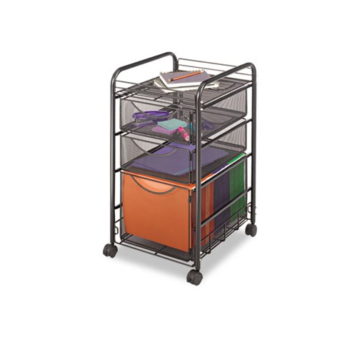 Safco Onyx Mesh Mobile File With Two Supply Drawers SAF5213BL
