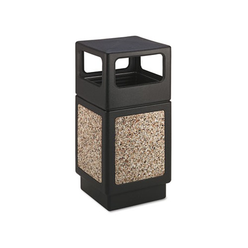 Safco® Canmeleon Recessed Panel Receptacles, Side-Open, 38 gal, Polyethylene, Tan ; Ships in 1-3 business days | Wagner Supply Company