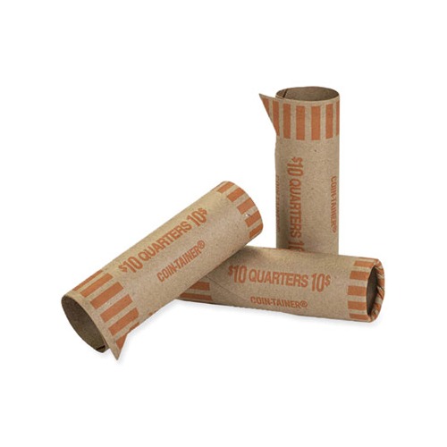 Gunshell Crimped-End Coin Wrapper, Quarters, $10.00, Kraft/Orange, 1,000/Carton Gunshell Crimped-End Coin Wrapper, Quarters, $10.00, Kraft/Orange, 1,000/Carton