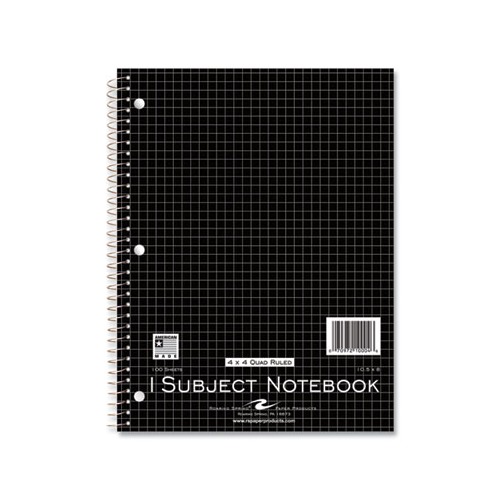 Subject Wirebound Promo Notebook, 1-Subject, 4 sq/in Quad Rule, Asst Cover, (100) 10.5x8 Sheets, 24/CT, Ships in 4-6 Bus Days