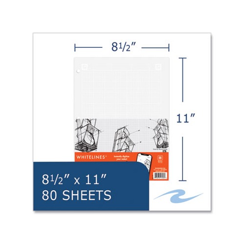 Whitelines Engineering Pad, 5 sq/in Quadrille Rule, 80 Gray 8.5 x 11 Sheets, 24/Carton, Ships in 4-6 Business Days