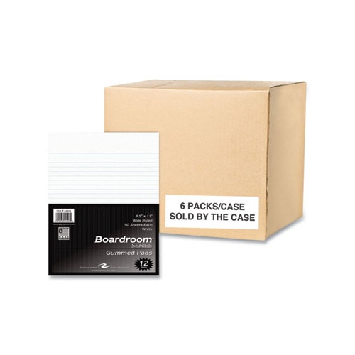 Boardroom Gummed Pad, Wide Rule, 50 White 8.5 x 11 Sheets, 72/Carton, Ships in 4-6 Business Days Boardroom Gummed Pad, Wide Rule, 50 White 8.5 x 11 Sheets, 72/Carton, Ships in 4-6 Business Days